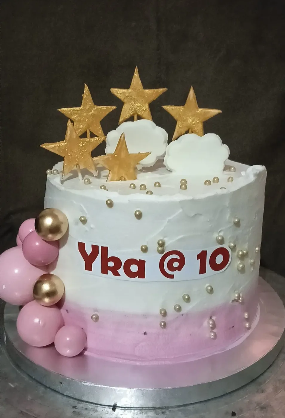 Pink & Gold Star Milestone Cake
