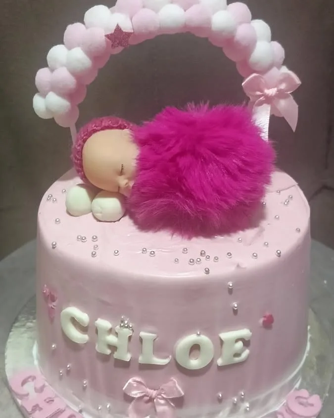 Sleeping Baby Christening Cake